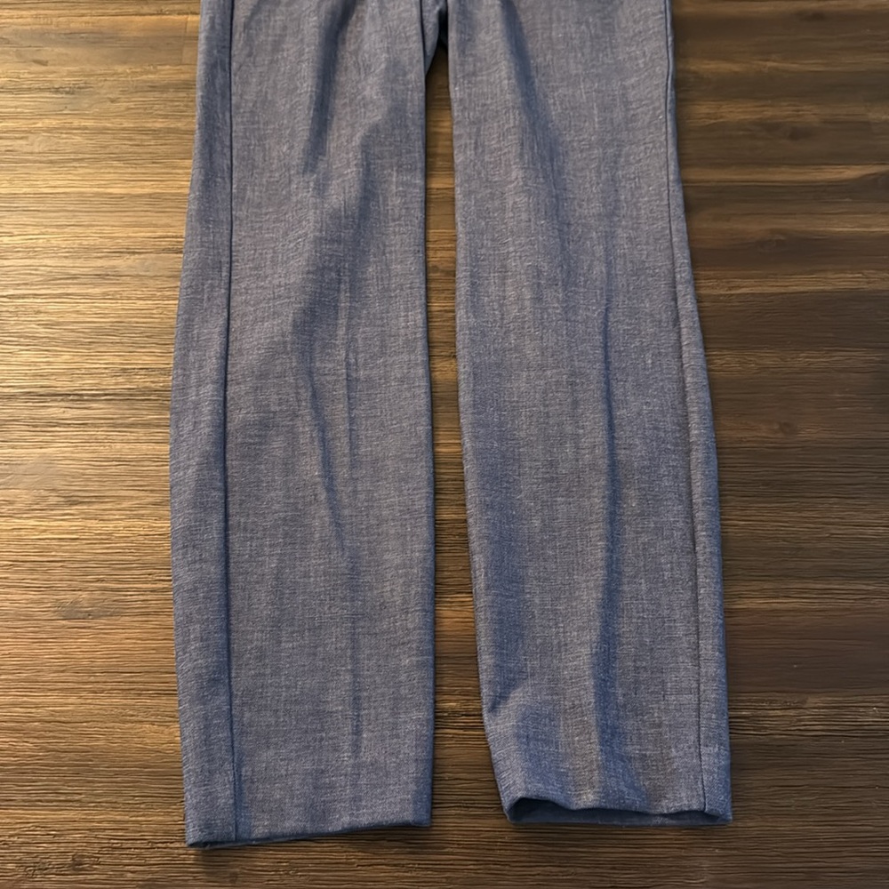 Express Heather Blue High Rise Paper Bag Waist Ankle Pants 4 Long - Picture 3 of 9